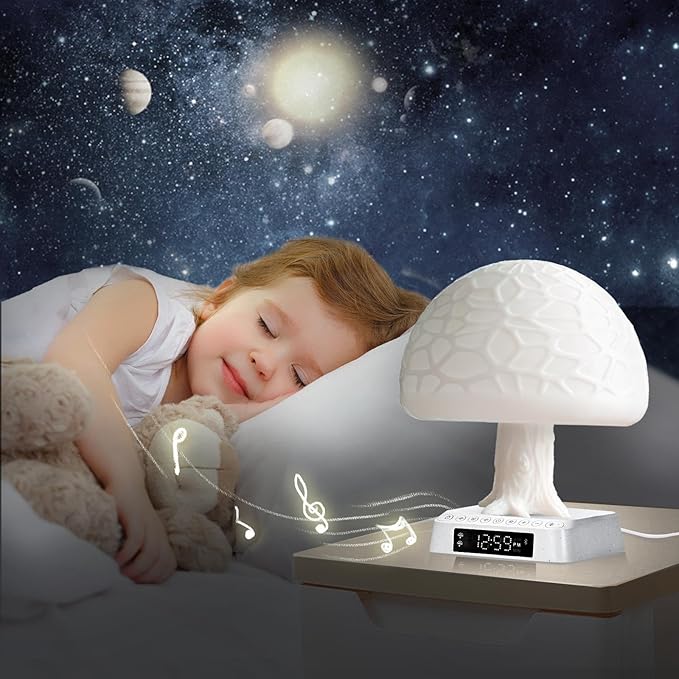 Sunrise Alarm Clock Wake Up Light - 3 Color LED Lamp with Sound & Light Awakening, Bioclock Adjustment & APP Control, Mushroom Tree Design for Bedroom Bedside
