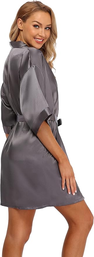 Robe for Women Silky Lightweight Satin Kimono Bride Bridesmaids Wedding Party Robes Dressing Gown Summer Loungewear