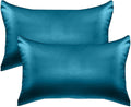 Elegant Comfort 2-Pack Cooling Viscose Satin Pillowcase Set with Hidden Zipper Closure, Silky Smooth for Best Hair and Skin Care-Beautiful Gift Box-2-Piece Satin Pillowcase Set, King, Turquoise