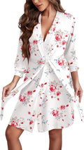 Ekouaer Women‘s Robes Lightweight 3/4 Sleeve Short Knit Bathrobe Soft Knee Length Sleepwear Robes with Pockets S-XXL