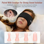 Sleep Mask & Earmuffs for Sleep - 2 in 1 Eye & Ear Mask, Comfortable & Soft for Side Sleepers (Black)