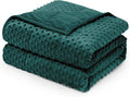 Wemore Minky Dot Weighted Blanket for Adults Queen Size 12 lbs, Soft Cozy Heavy Blanket for Bed and Couch, Breathable Blanket for All-Season with Glass Beads, Dark Green 60 x 80 inches