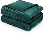 Wemore Minky Dot Weighted Blanket for Adults Queen Size 12 lbs, Soft Cozy Heavy Blanket for Bed and Couch, Breathable Blanket for All-Season with Glass Beads, Dark Green 60 x 80 inches