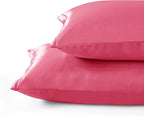 Peach Red Satin Pillowcases with Zipper （20x26）,Standard Size Pillowcases Set of 2, Peachblow Silk Pillowcase for Hair and Skin