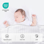 ZPECC Toddler Down Alternative Comforter, 39x47 Hypoallergenic Baby Blanket Quilt, Soft Breathable Lightweight All Season Kids Duvet Insert for Crib Stroller Cot Daycare, White Stripe