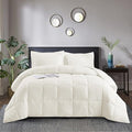 HIG 3pc Down Alternative Comforter Set - All Season Reversible Comforter with Sham - Quilted Duvet Insert with Corner Tabs - Box Stitched - Super Soft, Fluffy (Twin/Twin XL, Ivory)