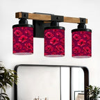 Vanity Lights for Bathroom Wall Lights for Bedroom Living Room Vibrant Red Floral Bold Petals Deep Pink Modern Bathroom Light Fixtures Wall Sconces 3 Light Home Decor