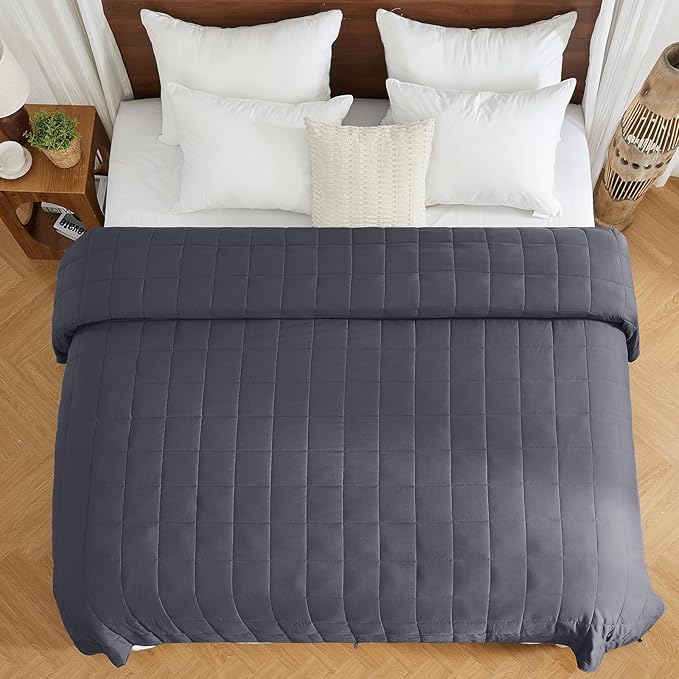 yescool Weighted Blanket for Adults (25 lbs, 88” x 104”, Grey) Cooling Heavy Blanket for Sleeping Perfect for 240-260 lbs, King Size Breathable Blanket with Premium Glass Bead