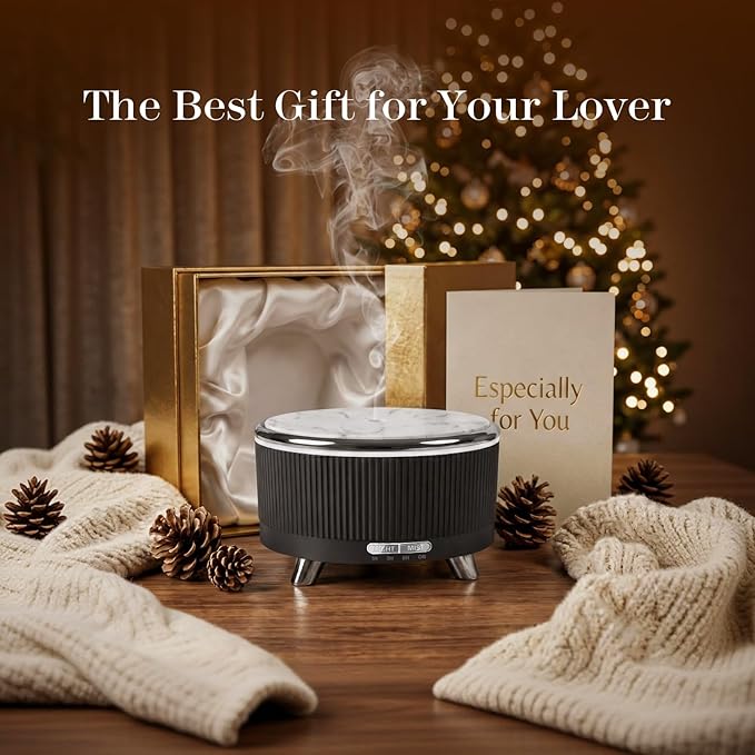 500ML Essential Oil Diffuser: Ultrasonic Aroma Diffuser with Remote Control for Spa Hotel Yoga Room - Humidifier for Bedroom with 7-Color Night Lights & Auto Shut-Off for Nursery/Women Home Relaxation