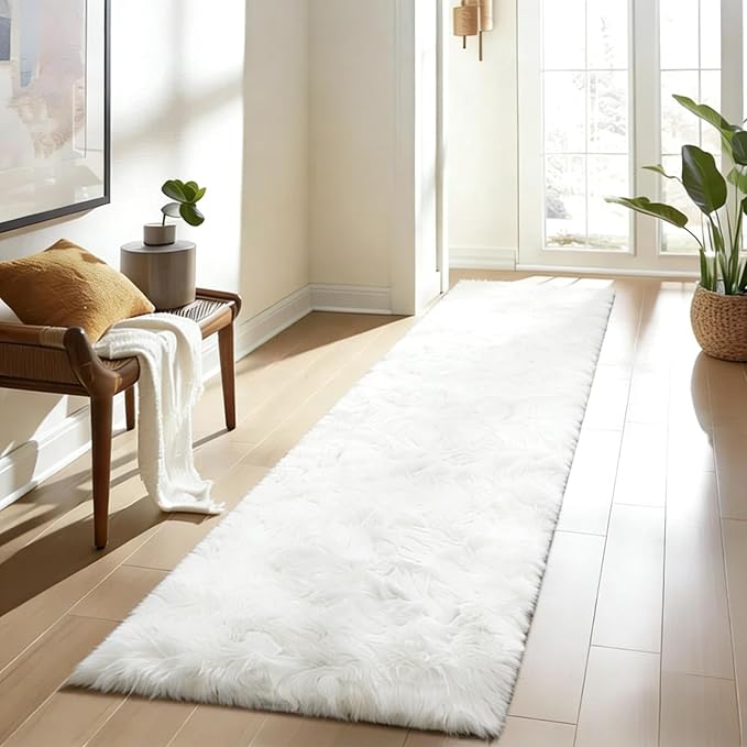 2x4 Non-Slip Shaggy Runner Rug, Ultra Soft Fluffy Plush Modern Indoor Area Rug for Hallway Bedroom Living Room Kitchen Entryway Fuzzy Carpet