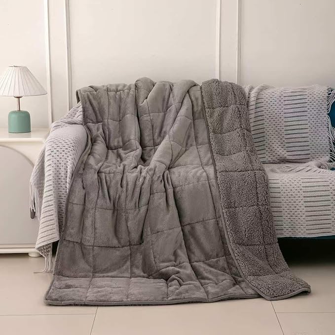 Sherpa 3lb Weighted Blanket for Adult, Both Sides Reversible Velvet Soft Plush Weighted Heavy Blanket for All Season Pink 36in*48in