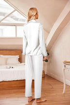 Ekouaer Women Satin Silk Pajamas Classic Long Sleeve Button Down Pjs Set Soft Loungewear