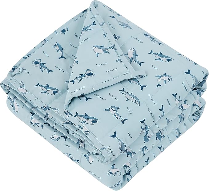 HOSUKKO Weighted Blanket - 5 lbs Blue Shark Heavy Blanket - Breathable Blanket(36 * 48 inches, 5 lbs)