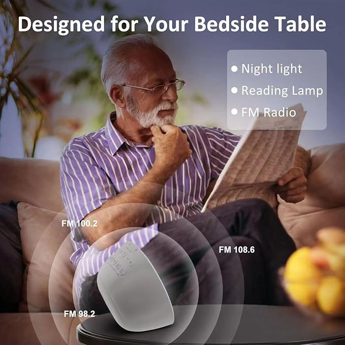 Sunrise Alarm Clock - 7 RGB Night Light, Digital Clock with 7 Alarms, Adjustable White Noise Sound Machine with FM & Bluetooth Speaker, Smart Alarm Clocks for Bedrooms & Thoughtful Gifts