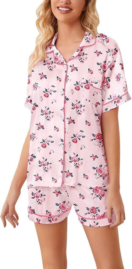 Girls & Womens Satin Pajamas Set, Silk Button-Down Sleepwear 2 Piece Nightwear, 3 Years - Women XXL