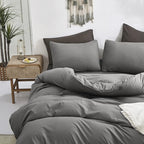 Luxlovery Grey Comforter Full Men Set Gray Bedding Sets Boys Dark Gray Bedding Set Breathable Soft Charcoal Grey Quilts Set Durable Full Comforter Set