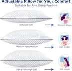 Shredded Memory Foam Pillows Queen Size Set of 2, Queen Pillows for Sleeping 2 Pack, Adjustable Firm Pillow for Side Back Stomach Sleepers, Washable Bed Pillow