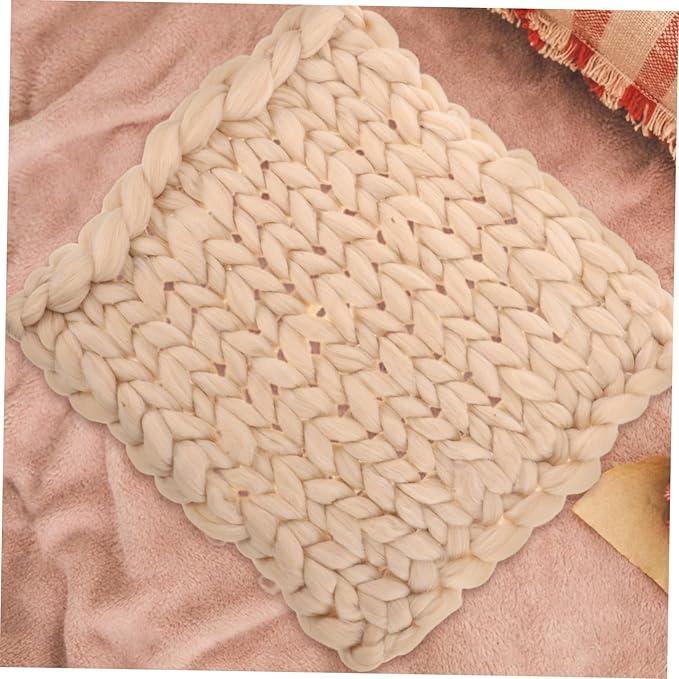 0.35kg Handmade Chunky Knit Throw Blanket Soft Cozy Large Breathable Knit for Sofa Chair Bed Stylish Nordic Design Beige