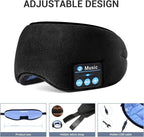Sleep Headphones - Sleep Mask with Bluetooth Headphones (Black), Washable Bluetooth Sleep Mask, Built-in Speaker and Microphone, Side Sleeping, Meditation & Travel