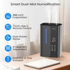 OGACFO 5L Smart Air Humidifiers for Bedroom with Essential Oils, Top Fill 50H Runtime Cool Mist Large Humidifiers for Home Bedroom Nursery, 28 dB Quiet Humidifier for Baby & Plants