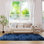 duduta Navy Blue Soft Fluffy Rug 4x6 ft, Tie-Dyed Shag Fuzzy Plush Rectangle Carpet for Bedroom Nursery Living Room Home Decor