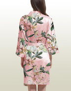 WJing Yi Jia Womens Satin Kimono Robe Silky Robes Floral Bathrobe Bride Bridesmaid Wedding Bridal Dressing Gown Loungewear