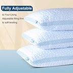 QUTOOL Enhanced Cooling Pillows for Sleeping, CertiPUR-US Shredded Memory Foam Pillows King Size Set of 2 for Hot Sleeper, Adjustable Bed Pillow for Side, Back, Stomach Sleepers Support Yet Soft, Blue