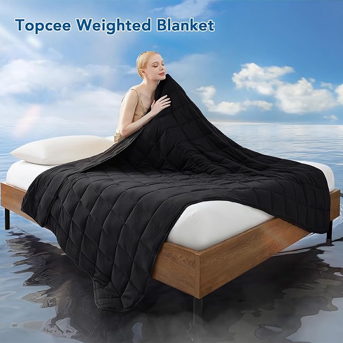 Topcee Weighted Blanket for Adults (15lbs 48"x72"), Minky Dots Heavy Blanket for Woman, Man Sleeping, Soft, Cozy and Cooling Weighted Throw Blankets, Machine Washable, Grey
