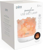 Pure Enrichment PureGlow USB Salt Lamp - Authentic Pink Himalayan Salt Rocks, Light Dimmer with 5 Levels, 2 Bulbs, and USB Power Cable