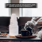 Himalayan Glow Selenite Crystal Lamp 20cm Large, Hand Curved Crystal Lamp with (ETL Certified) Wooden Base & USB Charging Cable for Home Décor - White