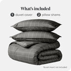 Bare Home Bedding Duvet Cover Queen Size - Premium 1800 Super Soft Collection - Lightweight, Duvet Cover - Soft Textured Bedding (Queen, Grid - Grey/White)