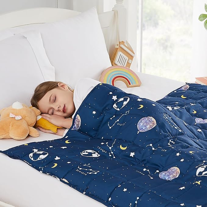 HOSUKKO Weighted Blanket - 5 lbs Navy Starry Sky Heavy Blanket - Breathable Blanket(36 * 48 inches, 5 lbs)