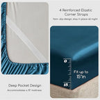 MR&HM Satin Bed Sheets, Twin Size Sheets Set, 3 Pcs Silky Bedding Set with 15 Inches Deep Pocket for Mattress (Twin, Teal)