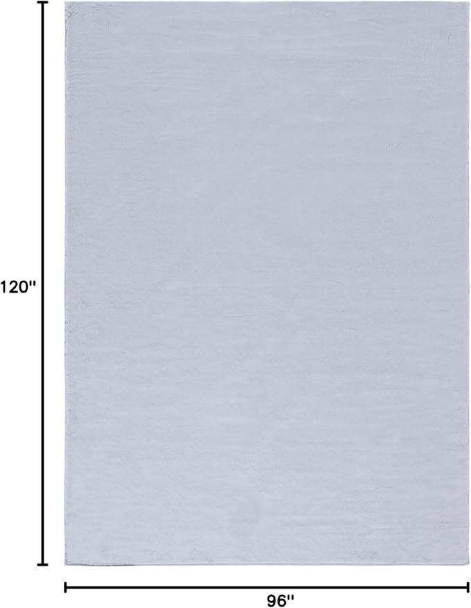 SAFAVIEH Washable Rug Faux Rabbit Fur Shag Collection - 8' x 10', Light Grey, Slip Resistant & Easy Cleaning, Ideal for Living Room, Bedroom, Dining Space (FRF976F)