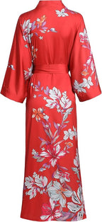 Aensso Long Soft Lightweight Silky Kimonos Robes for Women, Luxury Japanese Floral Womens Kimono Robe