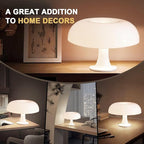 25W White Mushroom Lamp, LED Retro Table Lamp with 3 Color Temperatures and 4 Bulbs, Mid Century Modern Nightstand Light for Bedroom, Living Room, Office Aesthetic Decor, US Plug Powered, E14 Sockets