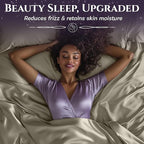 SLEEP SANCTUARY Satin Sheets Queen Size – 4 Piece Luxury Silky Bed Set, Softer Than Silk, 15" Deep Pocket, Cooling & Wrinkle-Free, Moisture-Wicking & Breathable for Hair & Skin (Taupe)