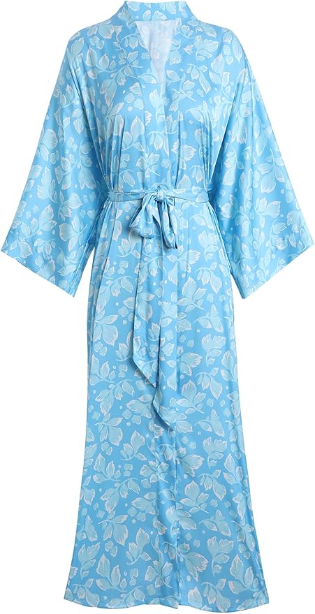 Aensso Long Soft Lightweight Silky Kimonos Robes for Women, Luxury Japanese Floral Womens Kimono Robe