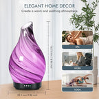 Essential Oil Diffuser Aromatherapy Diffuser - Art Glass Oil Diffuser with Auto Shut-Off Protection 4 Timer Setting 7 Colors Changed LED Night Light for Home Office Decor Gift (Grey Diffuser)