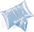 Light Blue Satin Pillowcases with Zipper （20x26）,Standard Size Pillowcases Set of 2, Light Blue Silk Pillowcase for Hair and Skin