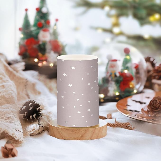 Childish Star and Moon Grey Peach Decorative Flickering Candles with Remote Electronic Lights Mystique with Timer for Party Valentine Battery Operated