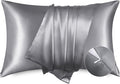 Bedsure Satin Pillowcase with Zipper, Similar to Silk Pillow Cases 2 Pack, Satin Pillow Cases Queen, Silky & Soft Bedding Pillow Covers for Hair & Skin, Gifts for Women Men, Drak Grey, 20x30 Inches