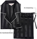 Lonxu Silk Satin Womens Pajama Sets Button Down Sleepwear Loungewear XS~3XL