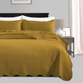 IR Imperial Rooms Twin Quilt Bedding Set Size (68” x 86”) + 1 Pillow Shams (20” x 26” + 2”) - 2 Pcs All Season Lightweight Reversible Microfiber Coverlet Embossed Quilt Bedspread (Ochre)