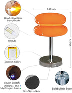 Mushroom Table Lamp for Bedroom, Cordless Mid Century Modern Lamp, Cute Egg Tart Small Night Light, 6000mAh Rechargeable Table Light for Living Room Nightstand Home Mushroom Decor Aesthetic (Orange)