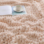 bearberry Chunky Knit Throw Blanket 60x80 Inches Handmade, Soft Jumbo Chenille Yarn with Cable Rope Knot Design | Thick Cozy Large Blanket for Couch, Sofa, Bed & Living Room Home Decor | Pink