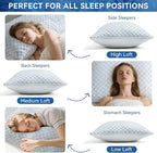 Cooling Bed Pillows for Sleeping Set of 2, Shredded Memory Foam Pillows for Bed Queen Size 2 Pack, Adjustable Cool Pillow for Side, Back and Stomach Sleepers Neck Supportive