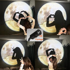 Upgraded Non-Fade Moon Projector Night Light, USB Powered Moon Lamp with 3 Lighting Colors, Brightness Adjustable Atmosphere Night Light Projector, Gift for Kids Couples Wall Ceiling Decor