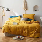Luxlovery Dark Yellow Comforter Set California King Mustard Bedding Comforter Sets Cal King Men Women Solid Color Blanket Quilts Beathable Soft Cozy Puffy Ginger Bedding Set