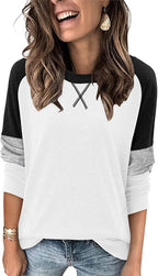 Magritta Women's Long Sleeve Leopard Color Block Tunic Comfy Crewneck T Shirt Tops Black XL